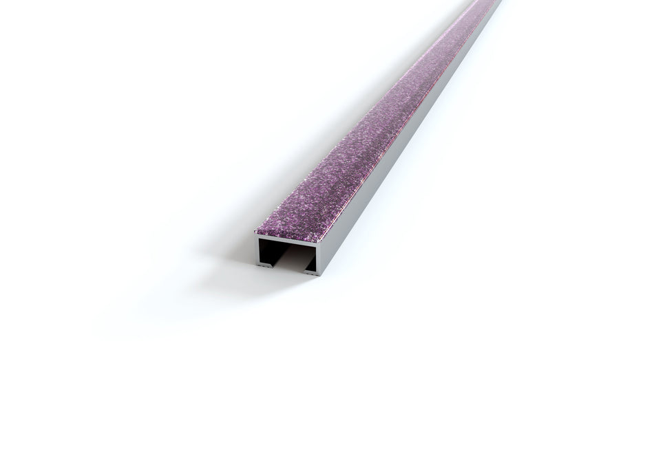 Profilo listello in ALLUMINIO glitterato viola. Barra 2 m